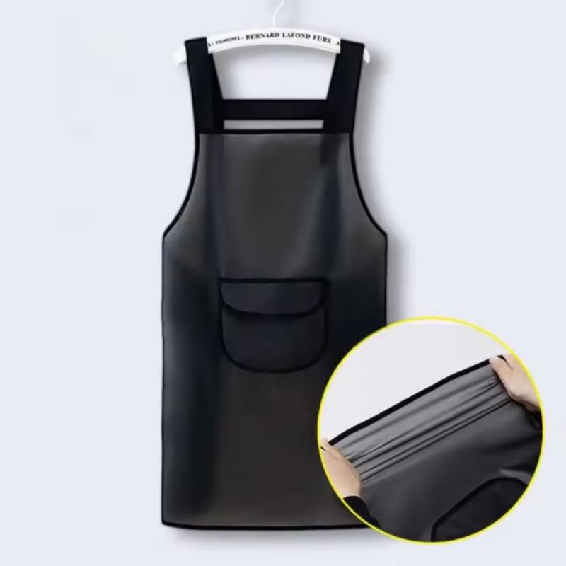Waterproof Kitchen Apron Household PVC Oil Resistant Work Apron Transparent Black Dirt-Proof Cleaning Aprons