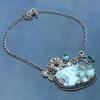Caribbean Larimar, Topaz Gemstone 925 Sterling Silver Jewelry Necklace 18"