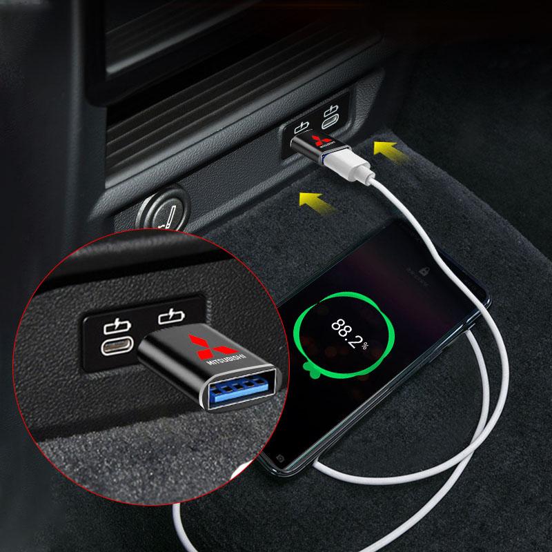 Автомобильный USB Type C Кабель-конвертер Зарядный адаптер Для Mitsubishi Lancer Ralliart 10 3 9 EX Outlander 3 ASX L200 Аксессуары