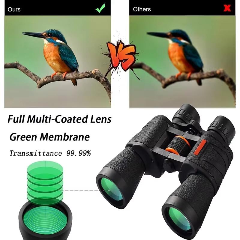 20x50 Professional Binoculars Powerful Telescope Low Light Bak4 Prism Long Range Waterproof Hiking Camping Outdoor Gear