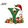 Cute Elf Holiday Pendant Personalized 26 Alphabet Christmas Ornament with Santa Hat Design, Acrylic Tree Branch Decoration Hanging Decor for