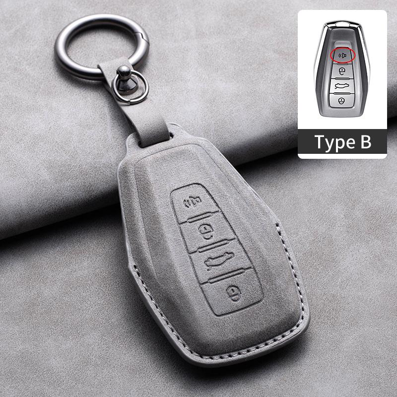 Leather Car Key Case Cover Fob Shell For Geely Borui EX7 Coolray Azkarra Tugella FY11 Atlas Pro New Emgrand GS X6 SUV EC7 GT GC9
