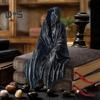 Grim Reaper Figurine Gothic Black Robe Death Resin Statue Sculpture Home Office Desktop Bookshelf Decoration Ornament Halloween Festival Gift