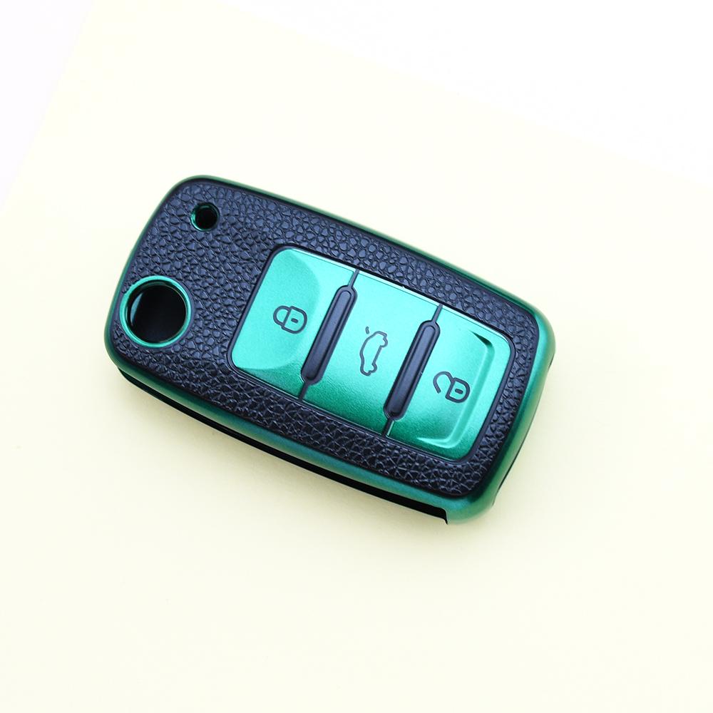 Кожаный TPU чехол-книжка для автомобильного ключа для Vw Volkswagen Altea Tiguan Seat Leon Skoda Octavia Kodiaq Polo Golf Passat Beetle