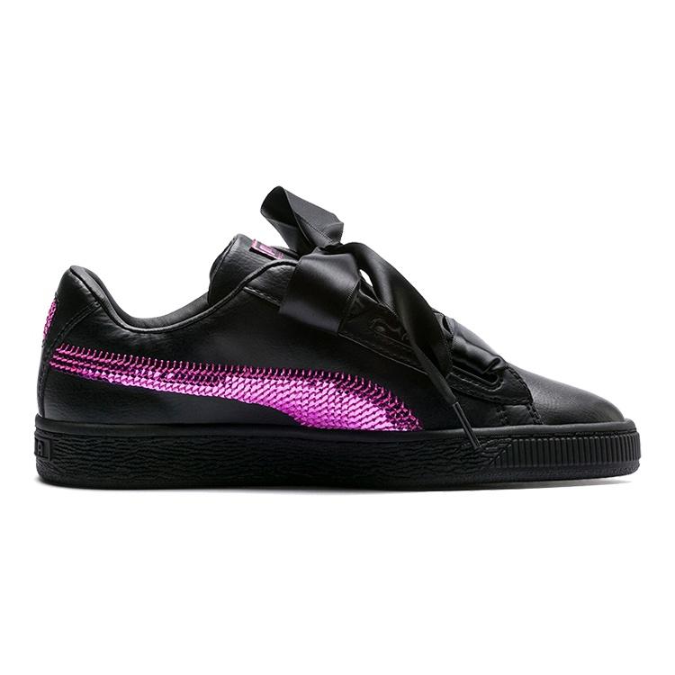 PUMA Basket Heart Bling K Shoes Black/Purple Kids' 366847-01