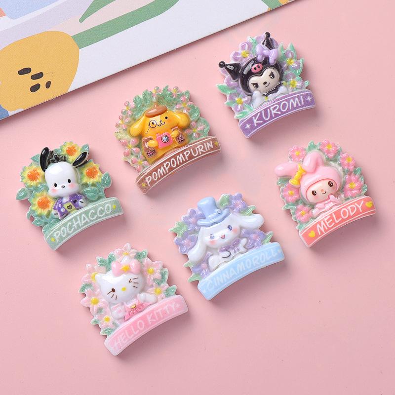 10Pcs New Mini Kawaii Cartoon Flower Garland Animal Series Flat Bottom Scrapbook Diy Jewelry Making Hairwear Accessorie A32