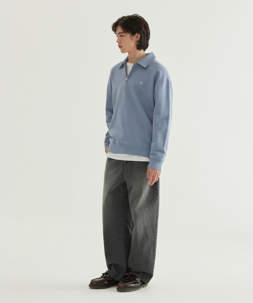 COVERNAT Ring Thread Wide Denim Pants Blue Green