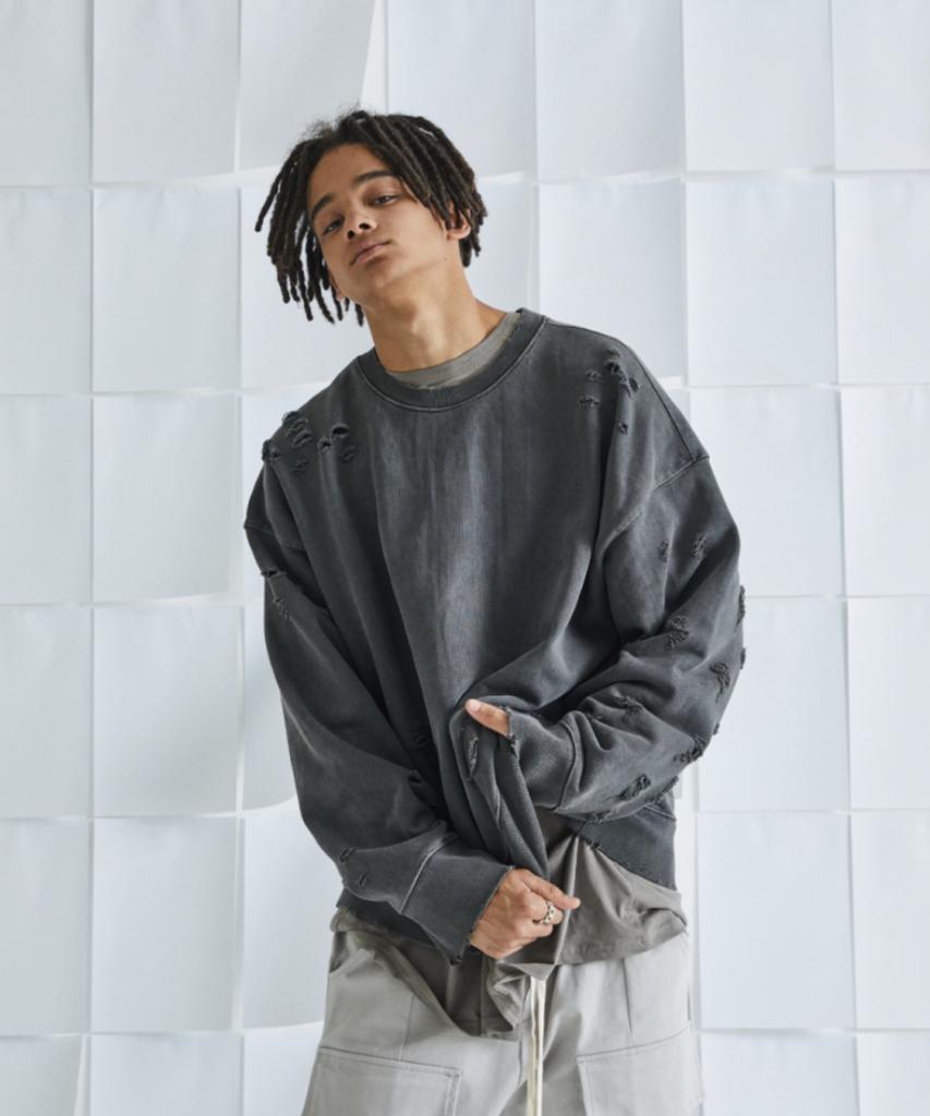 ATTENTIONROW Distressed Ver.2 Pigment Sweatshirt (8 Colors) (Type A)