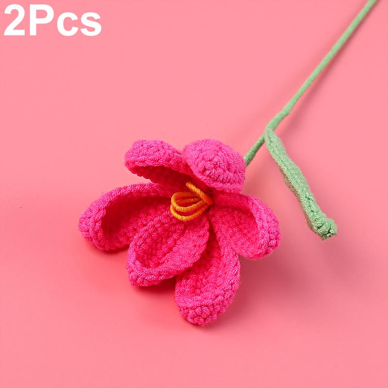 1/2 шт. вязаный крючком цветок тюльпана подарок для друзей вязание букета ручная работа готовый милый розовый медведь креативная ручная вязка