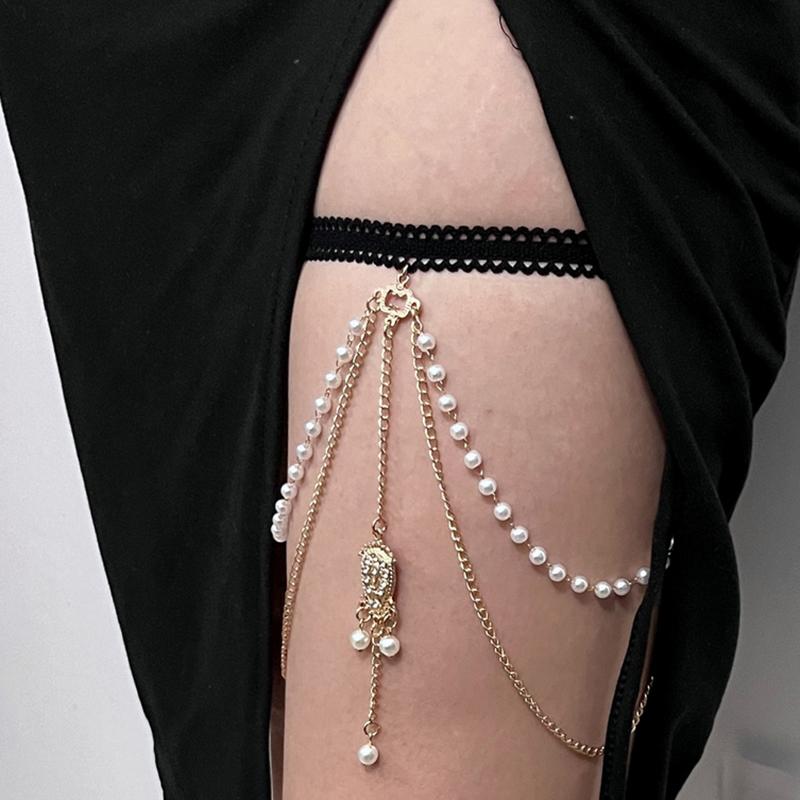 Пляжный Золотой Цвет Многослойная Жемчужная Цепочка на Бедро Женский Тренд Цепочка на Ногу Бахрома Геометрические Украшения для Тела
