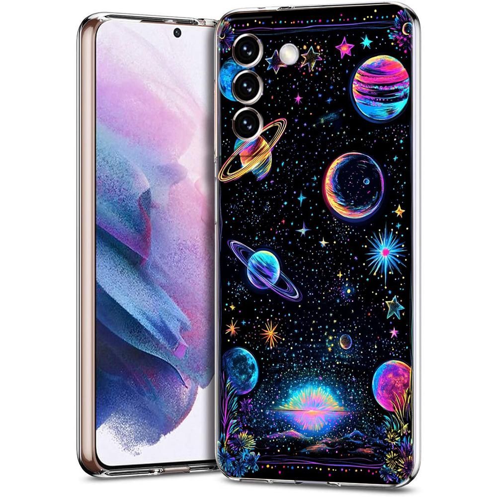 Прозрачный чехол-бампер для Samsung Galaxy S25 S24 S23 S22 S20 S21 FE Ultra S24 S23 S10 S10E Plus 5G с рисунком Солнце Луна Звезды