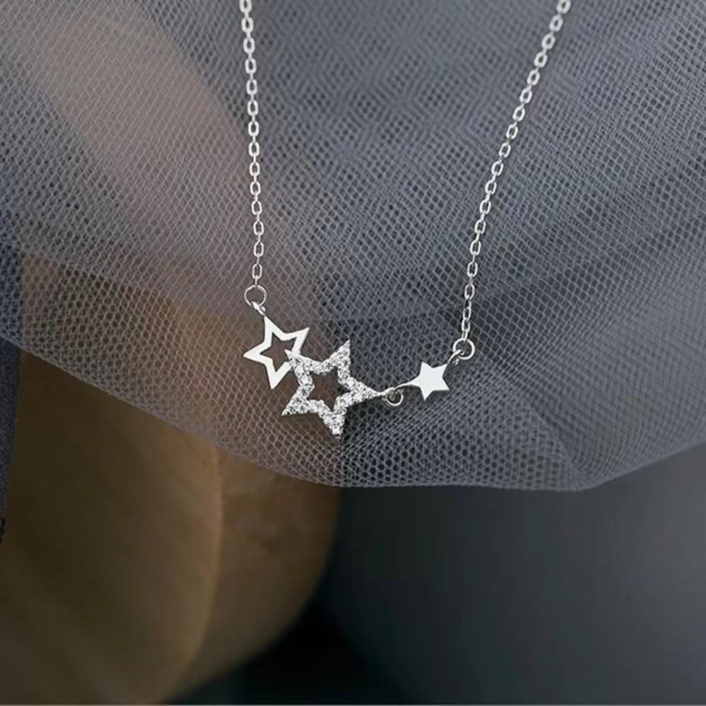 Inlaid Zircon Clavicle Chain Pentagram Shape Choker Necklaces Temperament Clavicle Necklace Gifts