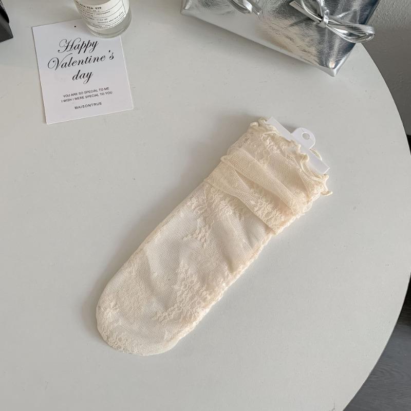 Белые кружевные носки для женщин, маленькие кожаные туфли Мэри Джейн, носки до середины икры, сетчатое кружево, летние махровые носки, летний тонкий стиль