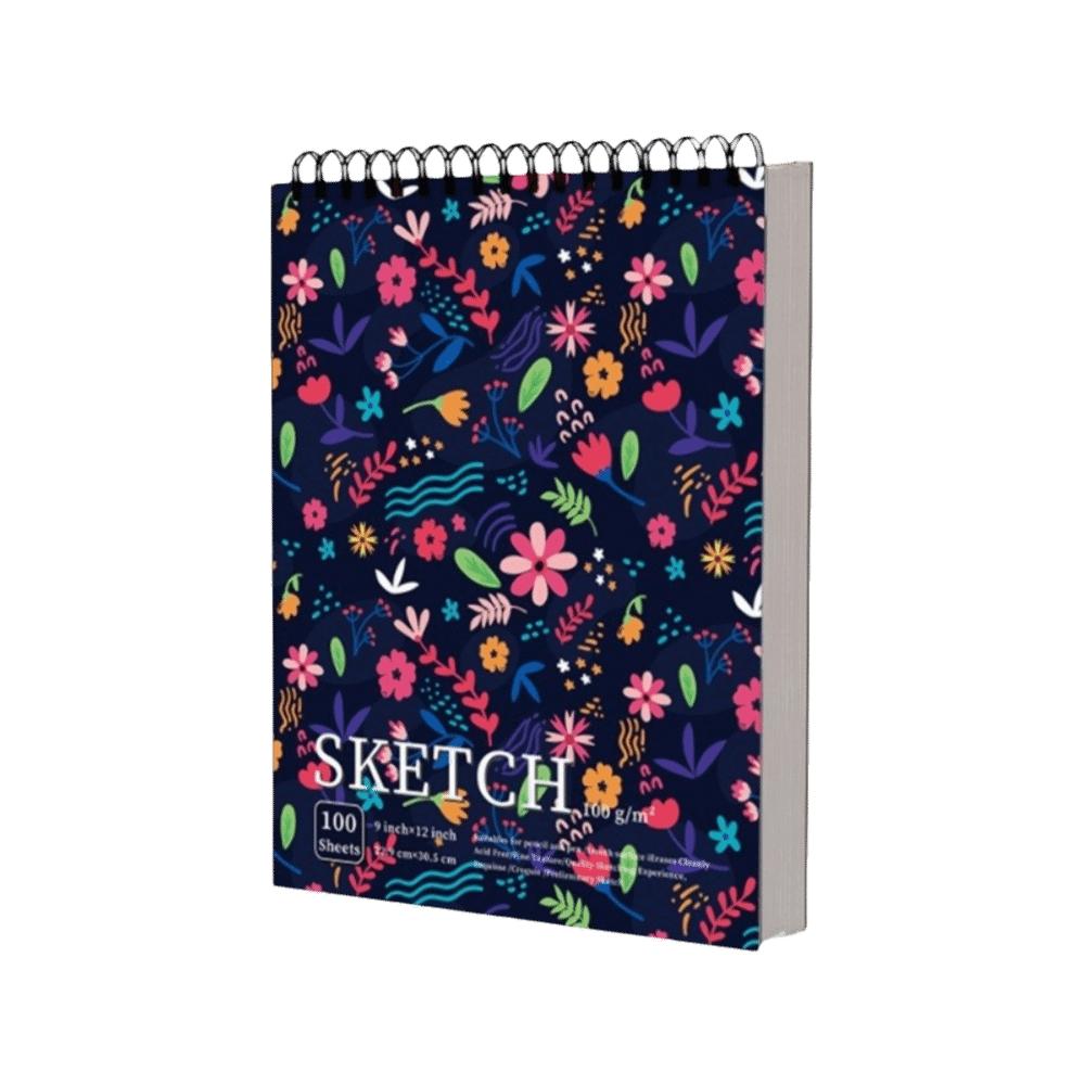 100 Sheets Spiral Bound Artist Sketchbook Perforated Pages Sketching Notebook Crayon Drawing