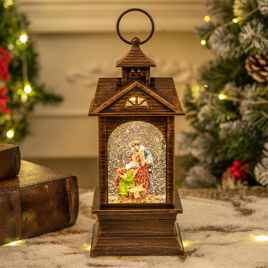 Christmas Musical Snow Globe Lantern Glowing Music Box Artwork Desktop Ornament Gift Nightlight Xmas
