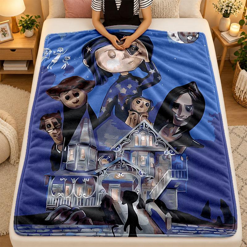 Flannel BlanketCoraline Warm Soft Throw Blanket for Indoor Sofa Bed Living Room Use