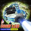 Super Bright 500W LED Headlamp Emergency Light Dimmable Headlight Waterproof Head Flashlight Adjutsable Lamp Rechargeable Night Lights