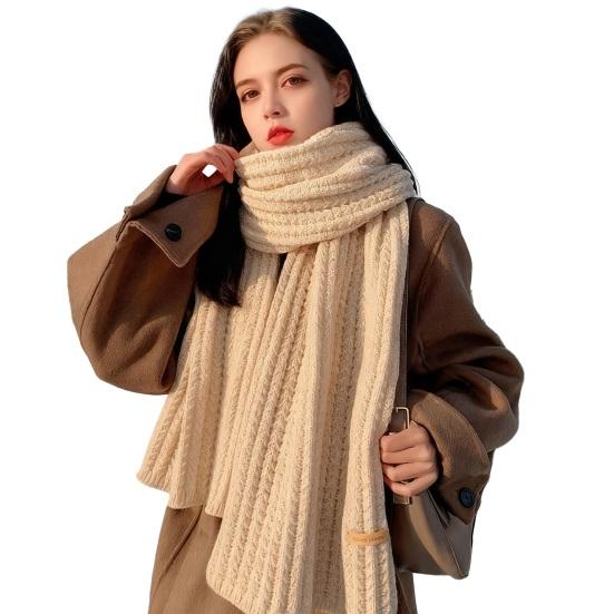 Women Scarf Thickened Warm Solid Color Scarf Autumn Winter Versatile Comfortable Knitting Long Scarf Fashion Accessory