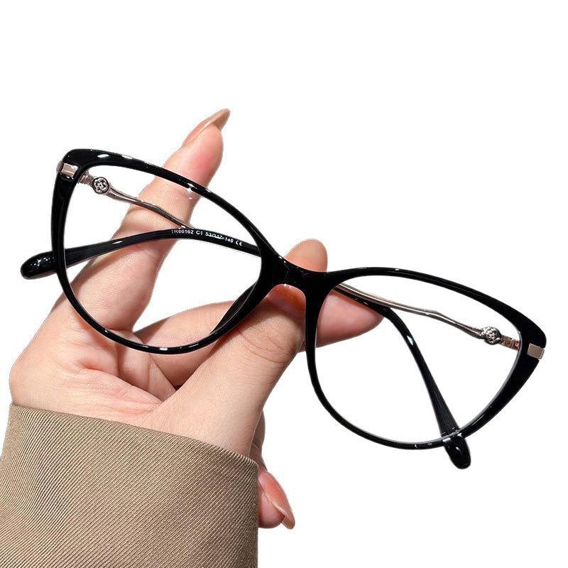 Элегантная женская оправа для очков «кошачий глаз»-бабочка - Цветочная, Большая, Стройнящая, Защита от синего света, Очки без диоптрий