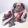 Retro Pleated Color Matching Scarf Soft Versatile Slender Silk Scarf Women'S Autumn And Winter Warm Neck Protection Scarf Shawl