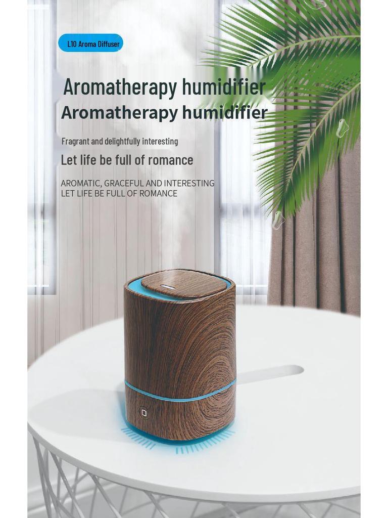 Аромадиффузор с текстурой дерева: Ультразвуковой увлажнитель воздуха с 7-цветной светодиодной подсветкой для дома и автомобиля