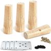 Pack of 4 Wooden Furniture Feet, Sofa Feet, 15 Cm Conical Replacement Table Legs, Furniture Legs with Mounting Plates & Screws for Sofa, Cabinet