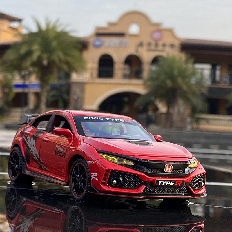 1/32 HONDA CIVIC TYPE-R Alloy Car Model Diecasts & Toy Vehicles Metal Sports Car Model Sound and Light Collection Childrens Gift