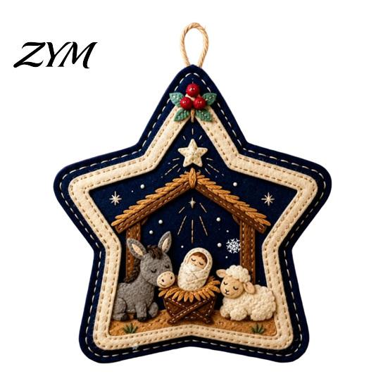 Festive Wall Fireplace Decoration Felt Christmas Pendant, Decorative Hanging Ornament for Holiday Indoor Outdoor Xmas Tree Decor Home Decor,