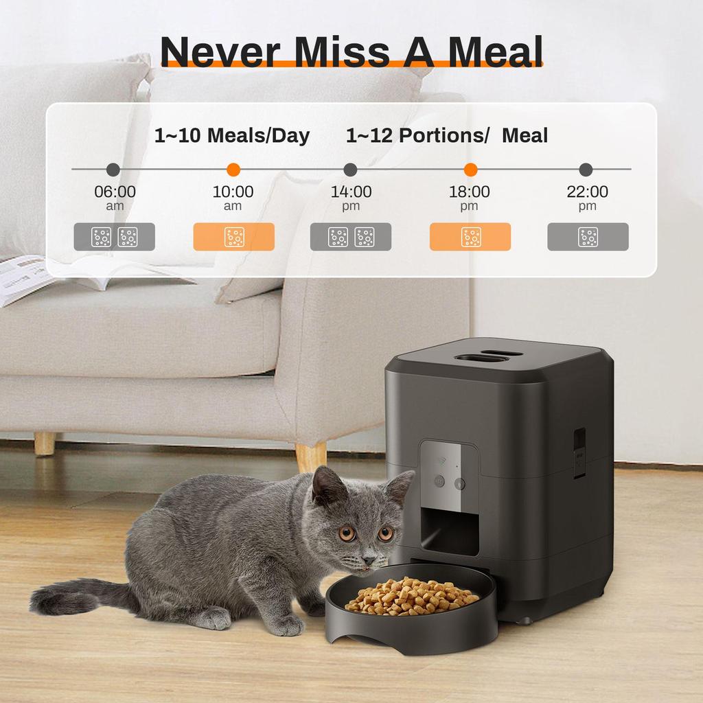 Кормушка для кошек Tuya APP Smart Cat Feeder объемом 2 л, автоматический дозатор корма для собак, подходит для маленьких кошек и собак, дистанционное кормление