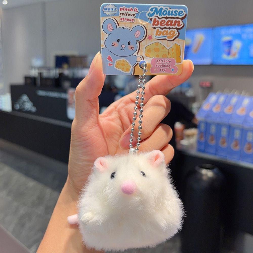 Bean Bag Fluffy Mouse Keychain Bag Charm Rat Plush Doll Soft Fabric Hamster Pendant Kids Toy