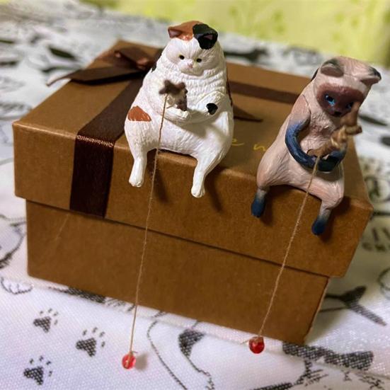 Рыболовная фигурка кота из смолы мультяшный котенок статуэтка животное скульптура домашний офис рабочий стол