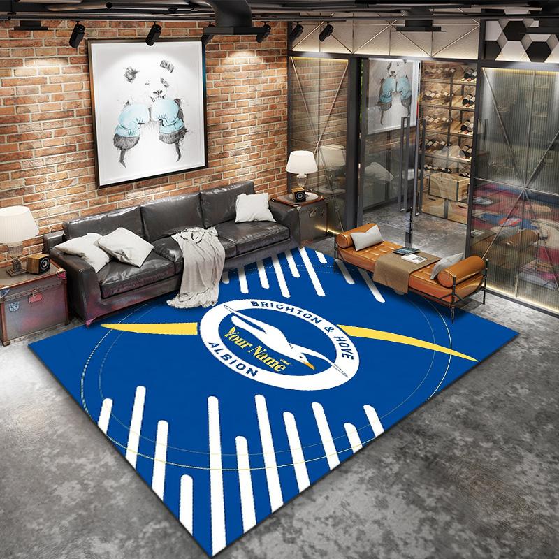Blue Seagull Emblem Custom Name Carpet Rug For Living Room Bedroom Home Sofa Decoration Kids Play Nonslip Floor Mat
