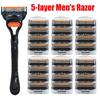 4/12/24 Pcs 5-layer Men's Razor Fusion Pro Power Shaving Shaver Male Face Beard Hair Trimmer 5 Layer Blades Replacement Refills