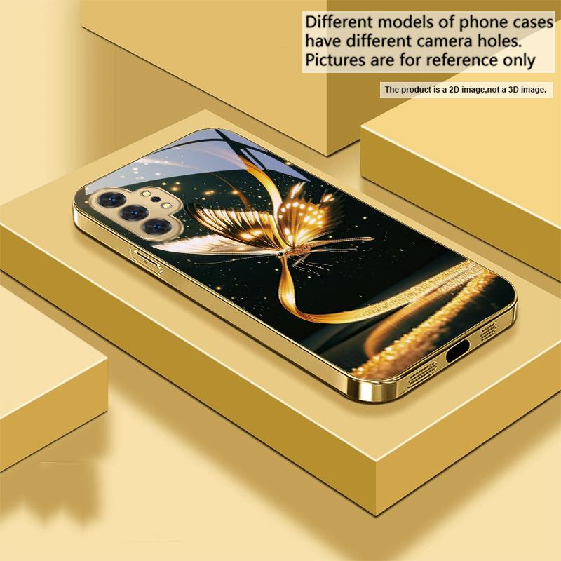 Извивающееся золотое сияние Для Samsung A 01 52S A04 A05S A10 A12 13 22 23 24 36 42 M02 Note 10 20Ultra 8 9 Золотой стеклянный чехол для телефона