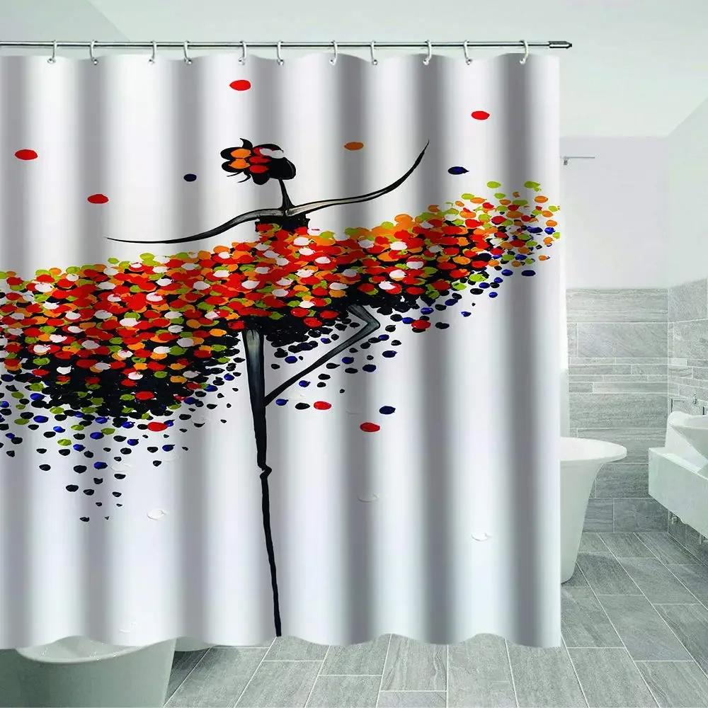 Балерина силуэт занавеска для душа абстрактный магический танец изобразительное искусство занавеска для душа водонепроницаемая ткань декор для ванной экран для ванны