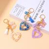 Colorful Hollow Love Heart Keychain Shiny Butterfly Tassel Resin Pendant Key Ring Women Handbag Ornament DIY Accessories Giftt