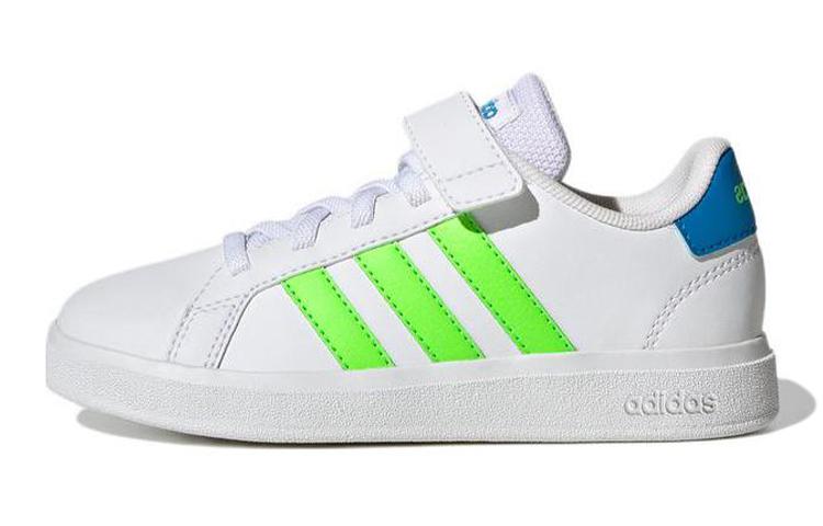 adidas Neo GRAND COURT 2.0 EL K Синтетическая кожа Устойчивая к истиранию Низкие кеды для скейтбординга Белый Зеленый Детские GW6515