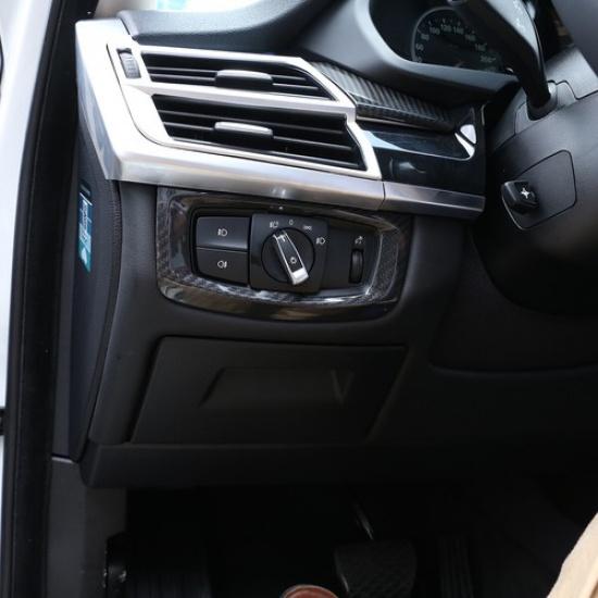 Real Carbon Fiber Car Headlight Control Button Cover Trim For BMW X5 2014-2018