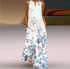 Women's A-line Dress Maxi Long Sleeveless Butterfly Flower Print Autumn and Winter V-neck Retro Style Elegant