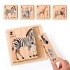 Matching Animal Theme Block Puzzle Toy Wooden Wooden Rotating Jigsaw  Kids Preschool