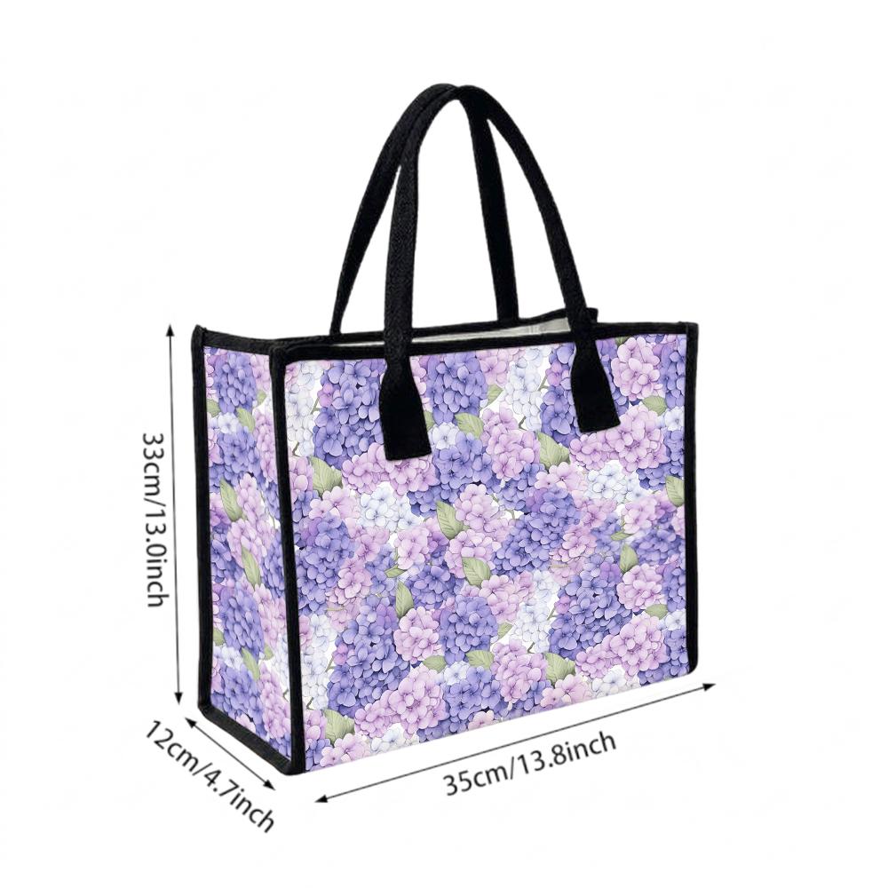 Purple Hydrangea Printed Tote Bag Fashion Casual Daily Handbag for Ladies