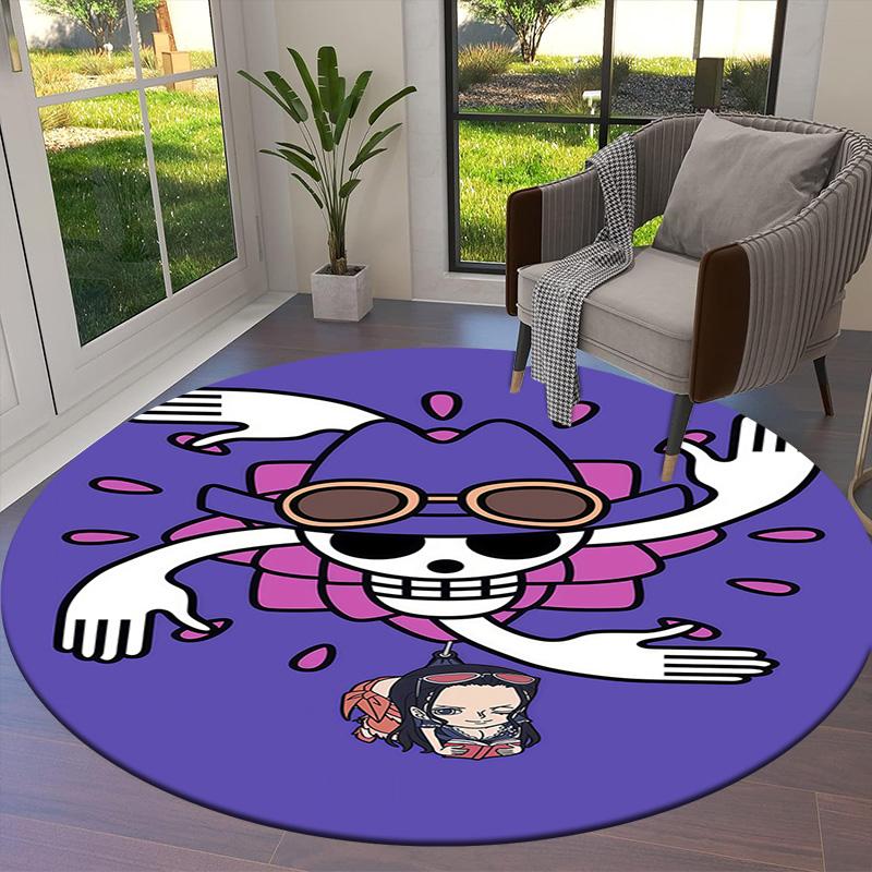 One Piece Logo Round Area Rug Carpet Rug For Living Room Bedroom Sofa Playroom Decor Nonslip Floor Mat