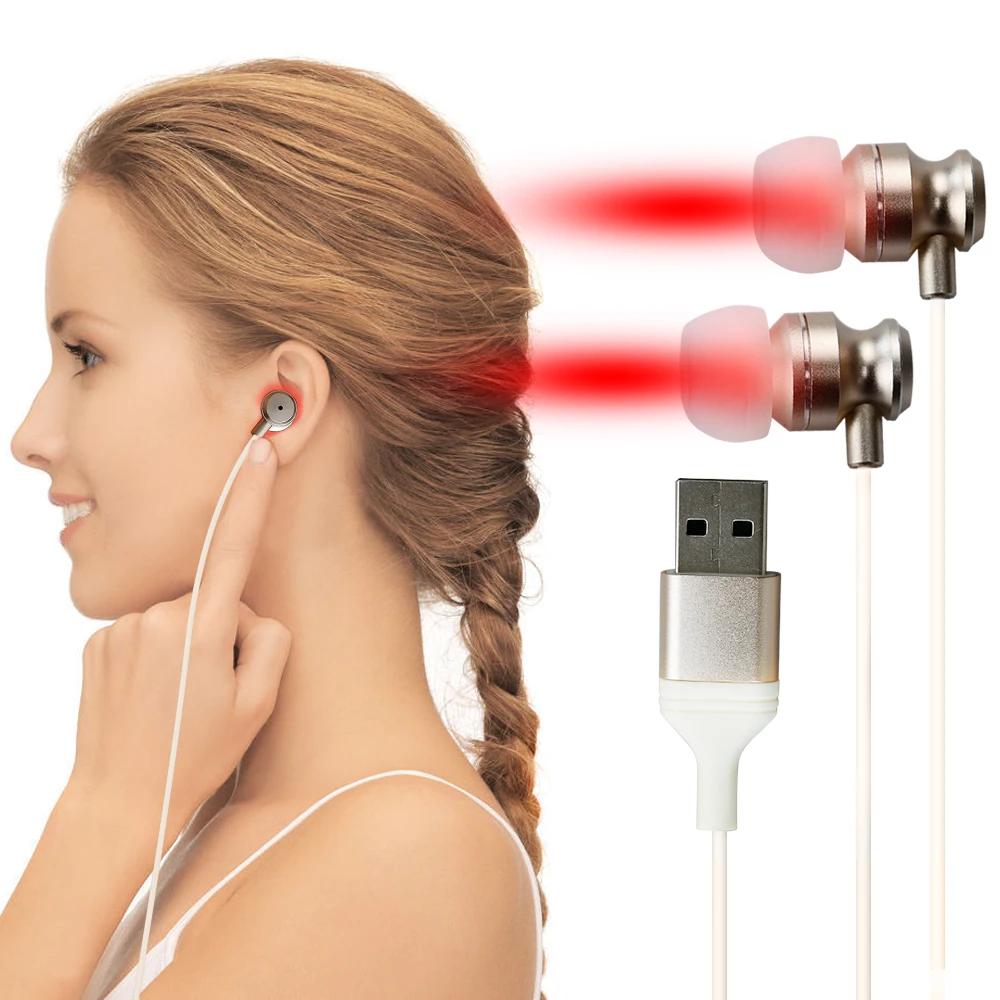 Portable 650nm Red Light Ear Comfort Device Rechargeable Adjustable Intensity for Personal Relaxation and Ear Care Home Use