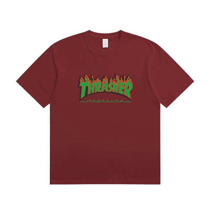 A1-06 Летняя футболка Thrasher с принтом букв для мужчин и женщин, оверсайз, хлопок, короткий рукав, повседневная уличная футболка