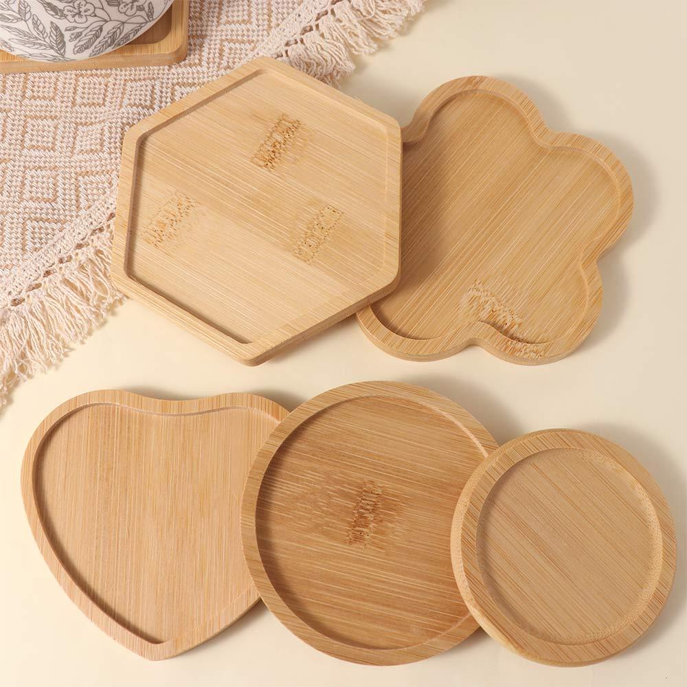 5pcs Natural Bamboo Coasters Creative Tea Cup Mats Crafts Insulated Placemat Dish