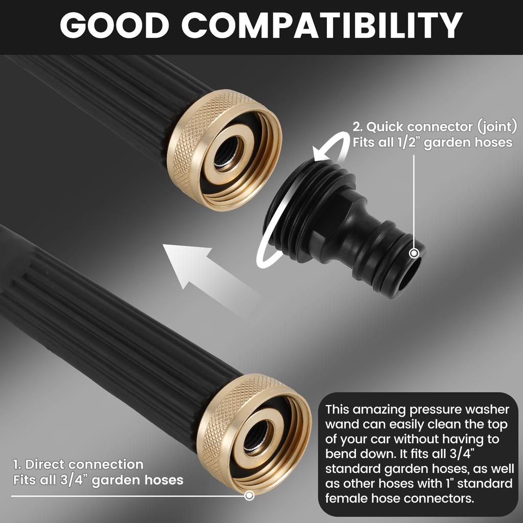 Jet Washer Heavy Duty High Pressure Car Washer Tools Washer Wand with 3 Different Nozzles and Quick Connector for Car Cleaning