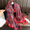 Flower Simulation Silk Pattern Scarf Women's Large Size Sunscreen Light Luxury Silk Scarf Commuting Large Shawl Soft Yarn Temperament