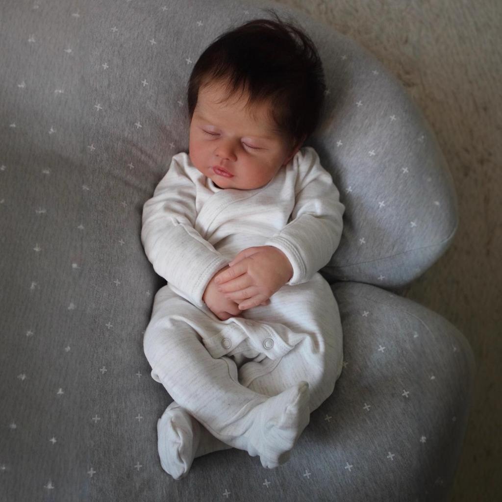 Cute Sleeping Bebe Reborn Dolls Real Looling 19 Inch Soft Cloth Body Simulation Doll Hand Painted 3D Skin Newborn Babies Dolls for Kids Birthday Gfits