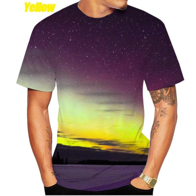 Модная красочная футболка с коротким рукавом Aurora Galaxy с 3D-принтом, повседневная космическая рубашка унисекс, персонализированный топ