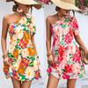 Women Summer One Shoulder Flower Printing One Piece Dress